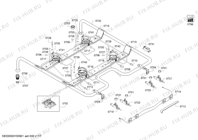 Взрыв-схема плиты (духовки) Bosch HGD745257N - Схема узла 07