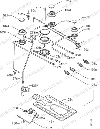 Взрыв-схема плиты (духовки) Aeg 6040BG-W - Схема узла Functional parts 267