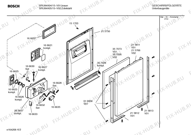 Схема №2 SRU84A04 Exclusiv с изображением Вкладыш в панель для посудомойки Bosch 00435651