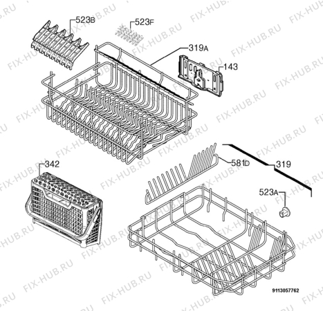 Взрыв-схема посудомоечной машины Electrolux ESF45030X - Схема узла Basket 160