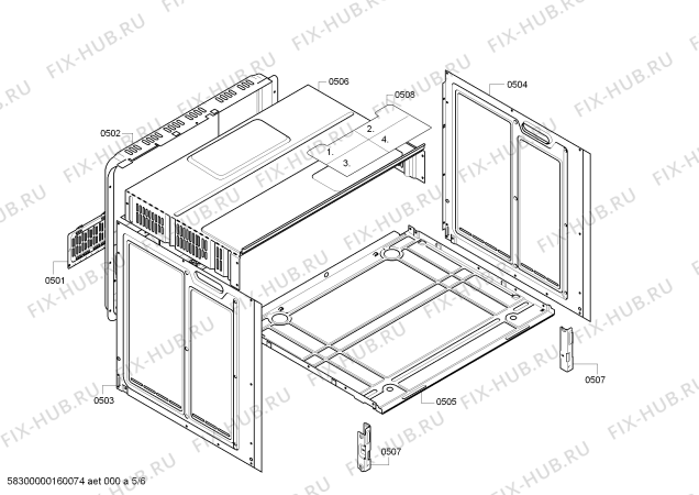 Схема №4 VVH22A3150 с изображением Кабель для духового шкафа Bosch 00657035