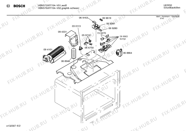 Схема №3 HBN572AFF с изображением Инструкция по эксплуатации для духового шкафа Bosch 00519885