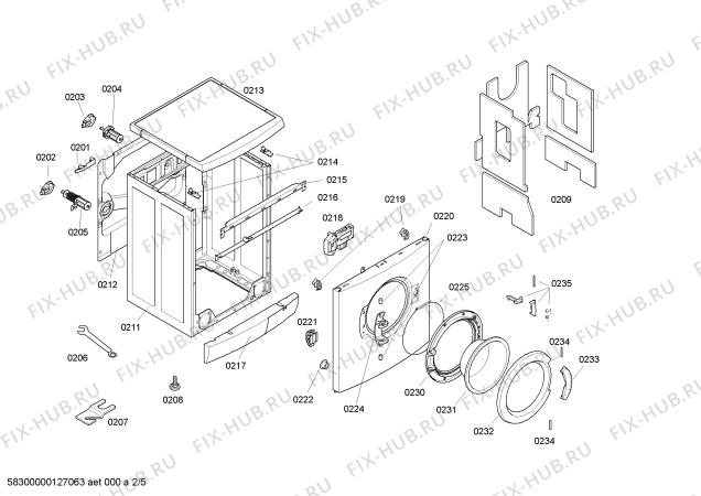 Взрыв-схема стиральной машины Bosch WAE24440CH Bosch Maxx 7 - Схема узла 02