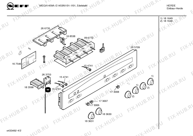 Взрыв-схема плиты (духовки) Neff E1453N1 MEGA1459A - Схема узла 02