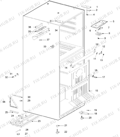 Взрыв-схема холодильника Zanussi ZFC40/36FF - Схема узла Cabinet + armatures