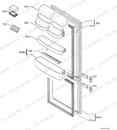 Взрыв-схема холодильника Kuppersbusch IKE309-62T - Схема узла Door 003