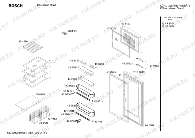 Взрыв-схема холодильника Bosch KSV39610FF - Схема узла 02