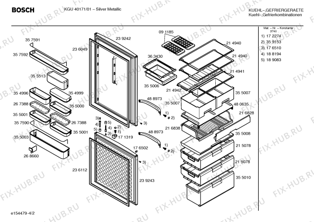 Взрыв-схема холодильника Bosch KGU40171 - Схема узла 02