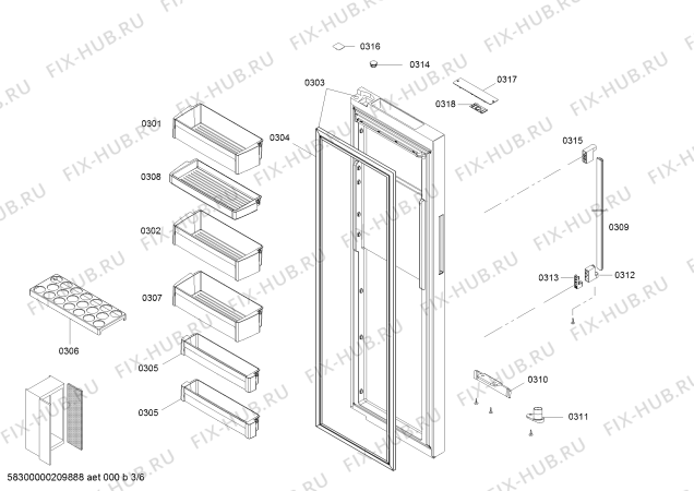 Схема №3 KA92DS5ETI с изображением Дверь для холодильной камеры Siemens 00718455