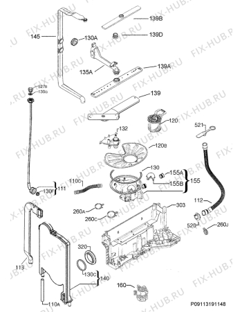 Взрыв-схема посудомоечной машины Husqvarna Electrolux QB6257X - Схема узла Hydraulic System 272