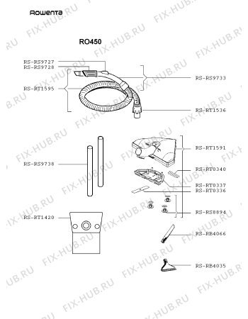 Взрыв-схема пылесоса Rowenta RO450 - Схема узла 4P000673.6P2