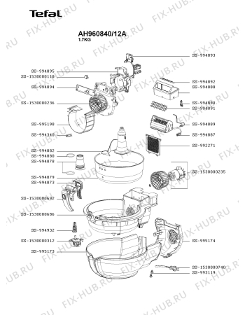 Взрыв-схема тостера (фритюрницы) Tefal AH960840/12A - Схема узла TP005806.1P2