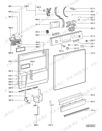 Схема №1 ADP 8322 /1 NB с изображением Обшивка для посудомоечной машины Whirlpool 480140100709