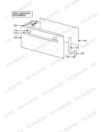 Взрыв-схема плиты (духовки) Electrolux EOD6390X - Схема узла H10 Grill door assy