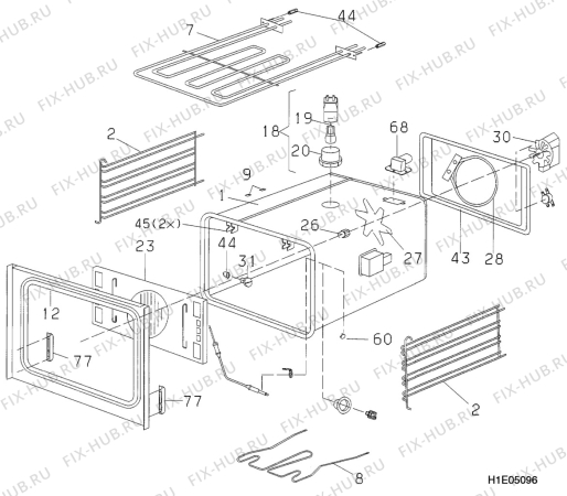 Взрыв-схема посудомоечной машины Electrolux EK6268 - Схема узла H10 Main Oven Cavity (large)