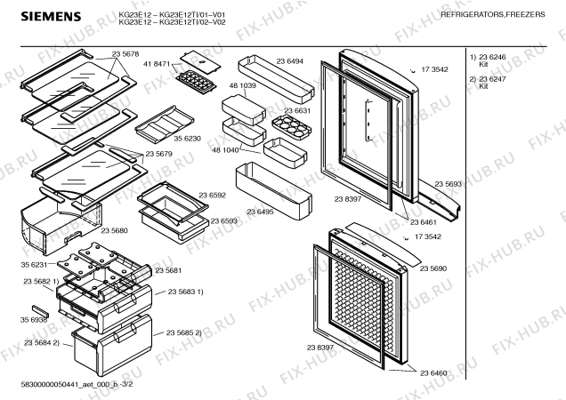 Схема №2 KK23E16TI E2000-2 display,new electronic с изображением Поднос для холодильника Siemens 00236495