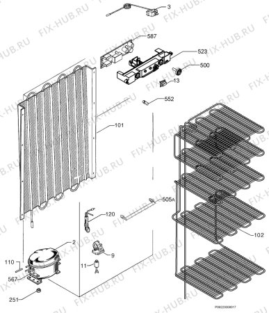 Взрыв-схема холодильника Satrap OP129GSA++ - Схема узла Cooling system 017