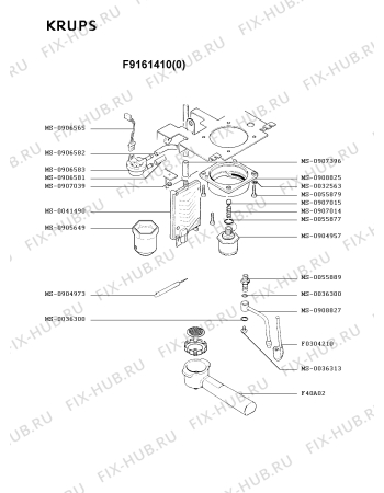 Взрыв-схема кофеварки (кофемашины) Krups F9161410(0) - Схема узла TP001874.9P3