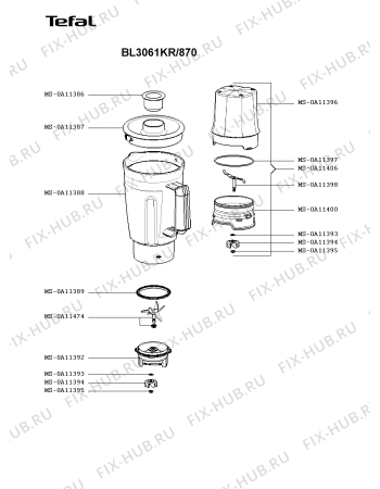 Взрыв-схема блендера (миксера) Tefal BL3061KR/870 - Схема узла LP004530.9P2