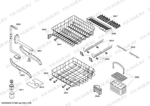 Взрыв-схема посудомоечной машины Bosch SGS55E32EU - Схема узла 06
