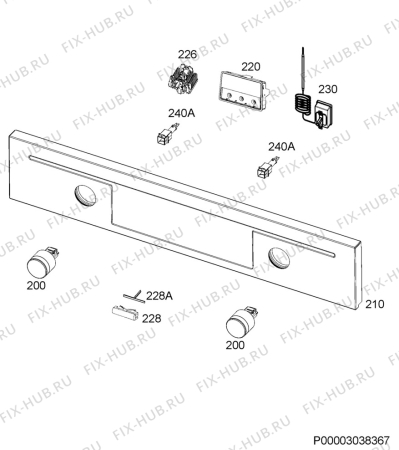 Взрыв-схема плиты (духовки) Aeg Electrolux BE3002421B - Схема узла Command panel 037