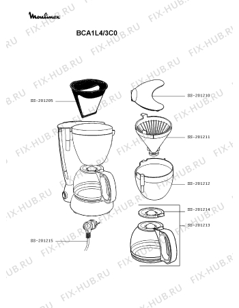 Схема №1 BCA1L4/3C0 с изображением Микрофильтр для электрокофемашины Moulinex SS-201205