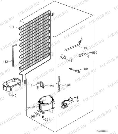 Взрыв-схема холодильника Faure FRC360W1 - Схема узла Cooling system 017