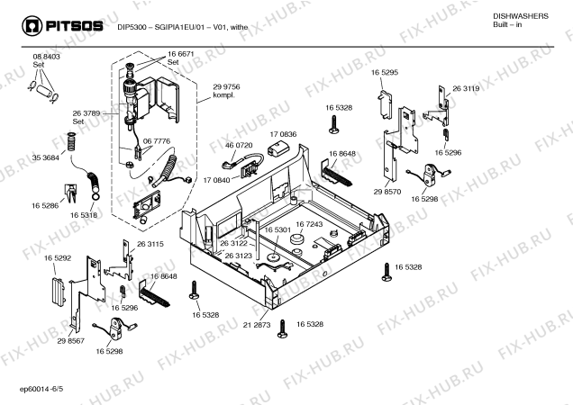 Взрыв-схема посудомоечной машины Pitsos SGIPIA1EU DIP5302 - Схема узла 05