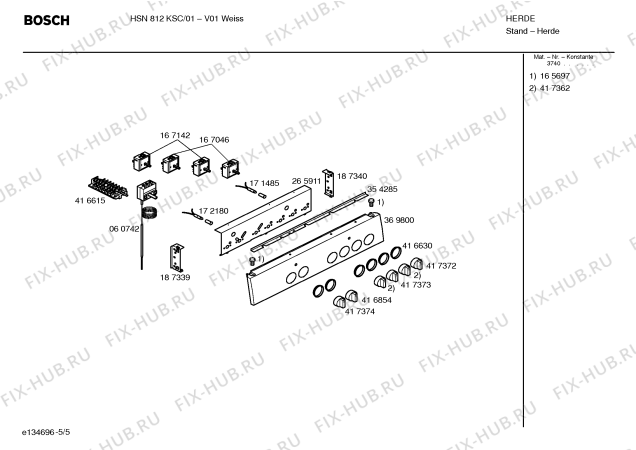 Схема №3 HSN812KSC с изображением Инструкция по эксплуатации для плиты (духовки) Bosch 00583041