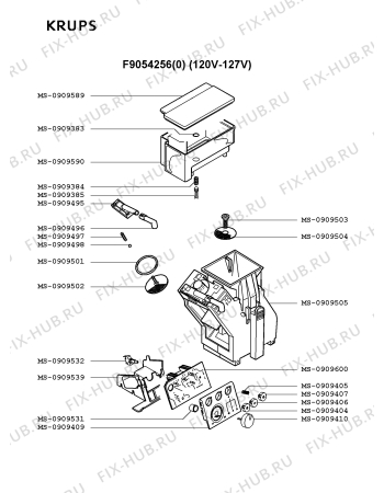 Взрыв-схема кофеварки (кофемашины) Krups F9054256(0) - Схема узла KP001877.6P3