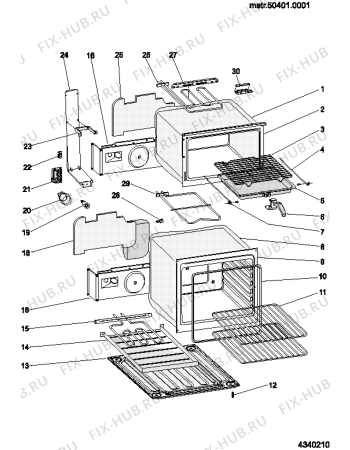 Схема №1 IT50CKUK (F088396) с изображением Обшивка для плиты (духовки) Indesit C00376297