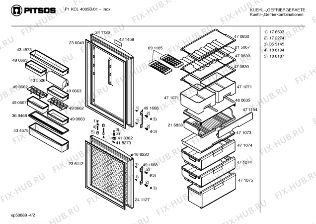 Схема №2 P1KCL4005D с изображением Дверь для холодильника Bosch 00241126