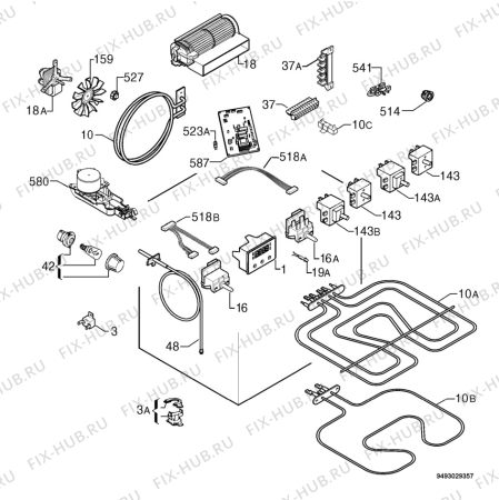 Взрыв-схема плиты (духовки) Privileg 758801_60704 - Схема узла Electrical equipment 268