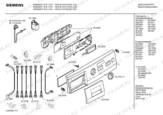 Схема №3 WXLS1431NL SIWAMAT XLS1431 с изображением Таблица программ для стиралки Siemens 00585013