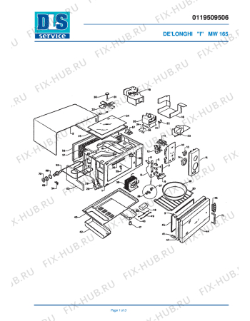 Схема №1 MW 161 G/B с изображением Уплотнение для свч печи DELONGHI 532748