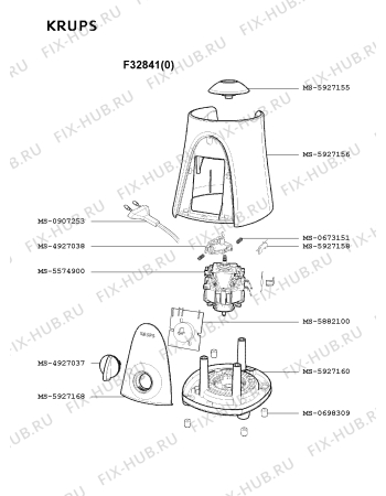 Взрыв-схема блендера (миксера) Krups F32841(0) - Схема узла 6P001278.6P2