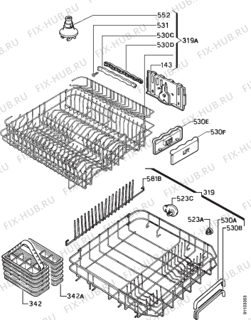 Взрыв-схема посудомоечной машины Rex IT962WRD - Схема узла Basket 160