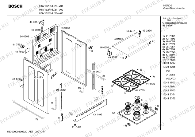 Схема №3 HSV412CTR, FIRIN с изображением Столешница для электропечи Bosch 00243365