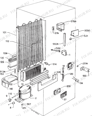 Взрыв-схема холодильника Zanussi ZF80/30FF - Схема узла Cooling system 017