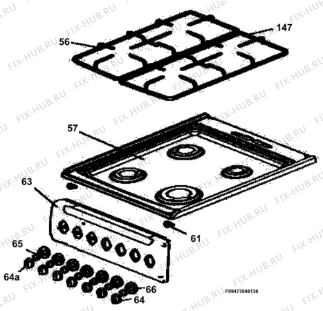 Взрыв-схема плиты (духовки) Electrolux ZCG554NX1 - Схема узла Section 4