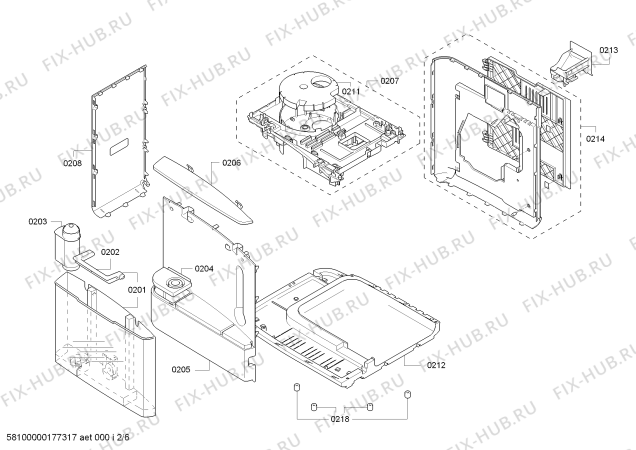 Взрыв-схема кофеварки (кофемашины) Bosch TES803F9DE VeroSelection exclusiv - Схема узла 02