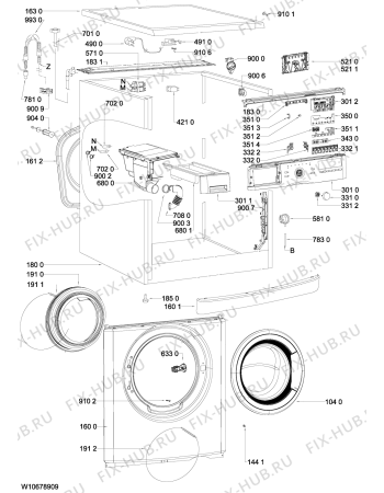 Схема №1 AWO/C 3127 P с изображением Модуль (плата) для стиральной машины Whirlpool 481010501018