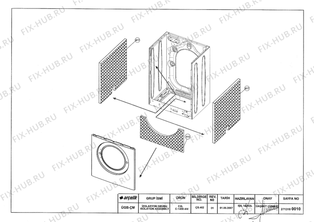 Взрыв-схема стиральной машины Beko WMB 61421 M (7111741600) - ISOLATION ASSEMBLY(REV_01)