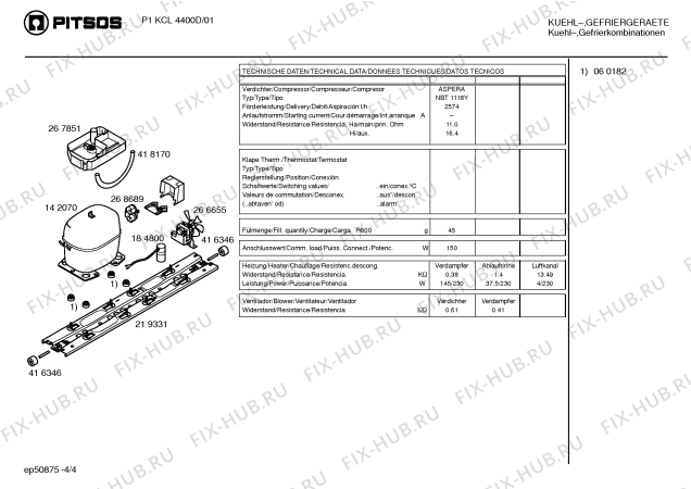 Взрыв-схема холодильника Pitsos P1KCL4400D - Схема узла 04