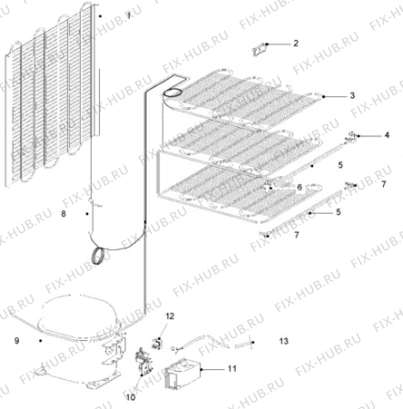 Взрыв-схема холодильника Zanussi ZVF35 - Схема узла Cooling system 017