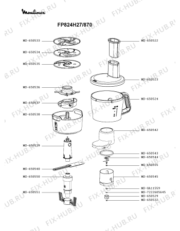 Взрыв-схема кухонного комбайна Moulinex FP824H27/870 - Схема узла 0P005385.6P2