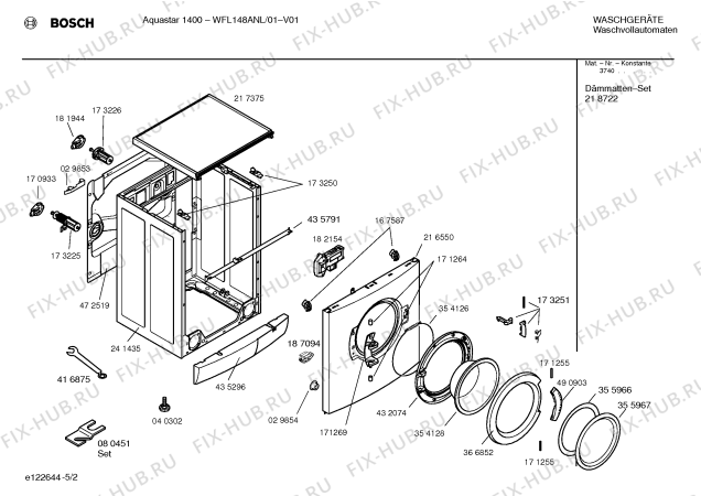 Взрыв-схема стиральной машины Bosch WFL148ANL Aquastar 1400 - Схема узла 02