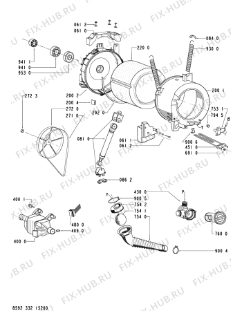 Схема №1 AWOD4505 (F092626) с изображением Инструкция по обслуживанию для стиралки Indesit C00370443