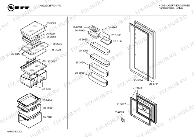 Схема №2 K8525X1GB k8525 с изображением Дверь для холодильника Bosch 00235764