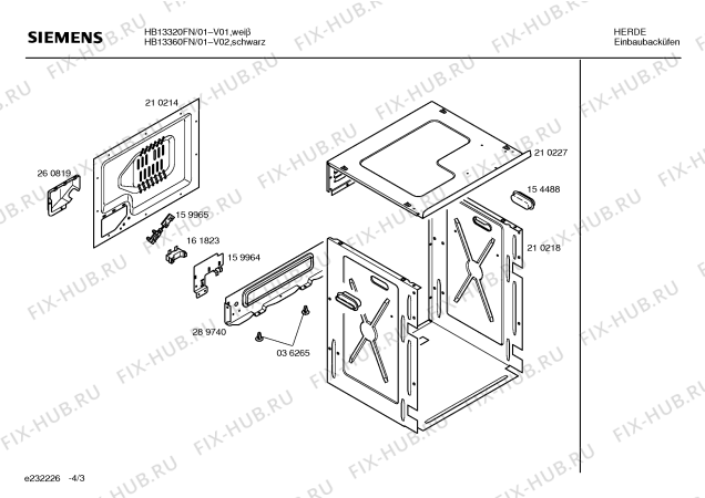 Взрыв-схема плиты (духовки) Siemens HB13320FN - Схема узла 03